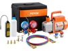 VEVOR 4.5 CFM AC Vacuum Pump and Gauge Set, Single Stage Rotary Vane HVAC Air Vacuum Pump, A/C Refrigerant Manifold Gauge Kit, with Leak Detector Hoses, for R134a, R12, R22, R502a, R410A, R404, R407C