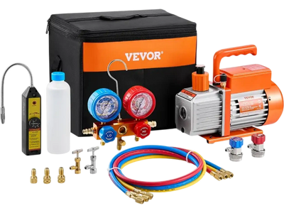 Vevor Vacuum Pump 4.5 CFM HVAC Single-Stage Rotary Vane Manifold Gauge Kit New