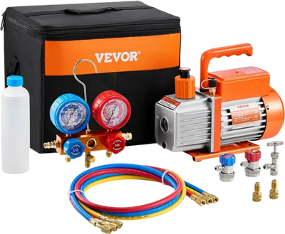 Vevor Vacuum Pump 3.5 CFM Single-Stage Rotary Vane AC HVAC Gauge Set New