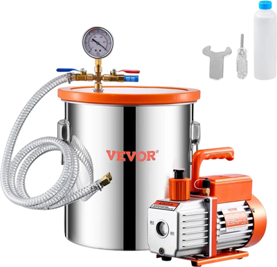Vevor Vacuum Chamber 5 Gallon 3.5 CFM Pump Degassing Kit New
