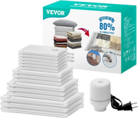 VEVOR Vacuum Storage Bags, 15 Pack Space Saver Seal Bag(3 Jumbo/3 Large/3 Medium/3 Small/3 Roll), Compression Airtight Zipper Space Bags with Electric Pump, for Cloth, Bedding, Blanket, Pillow, Travel
