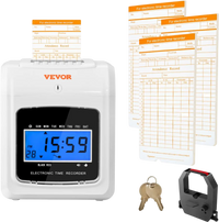 VEVOR Punch Time Clock, Time Tracker Machine for Employees of Small Business, 6 Punches per Day, Time Clock Punch Machine Includes 102 Time Cards, 1 Ink Ribbon and 2 Security Keys