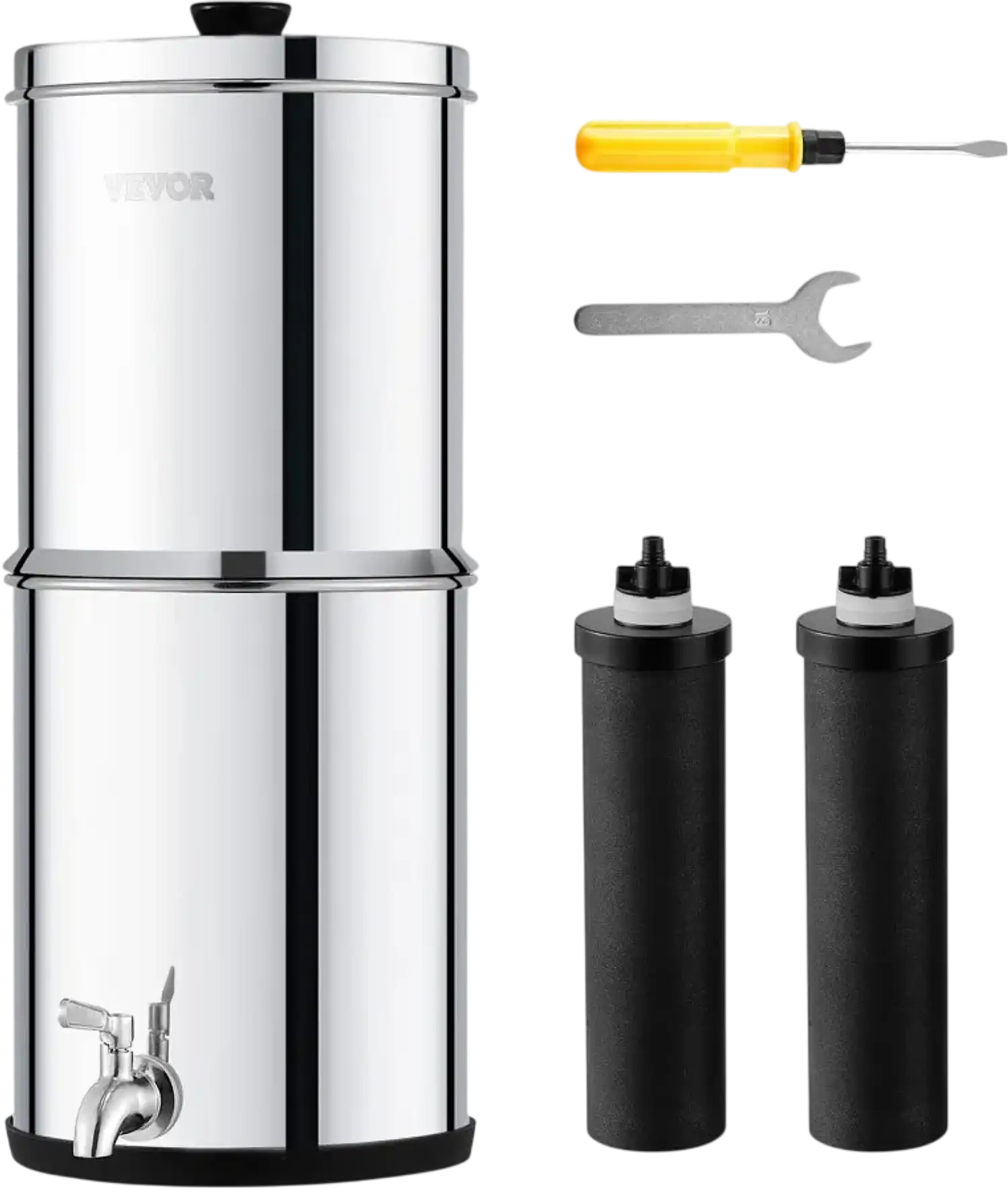 Vevor Water Filter System 1.5G Gravity-Fed Stainless Steel Countertop Purifier New