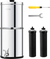 VEVOR Gravity-fed Water Filter System, 1.5G 304 Stainless-Steel Countertop System, Water Filtration System, Reduces Lead and up to 99% of Chlorine, with 2 Carbon Filters & Spigot, for Home Camping RV