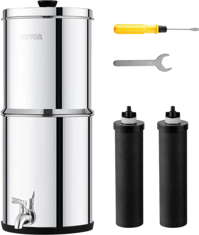 Vevor Water Filter System 1.5G Gravity-Fed Stainless Steel Countertop Purifier New