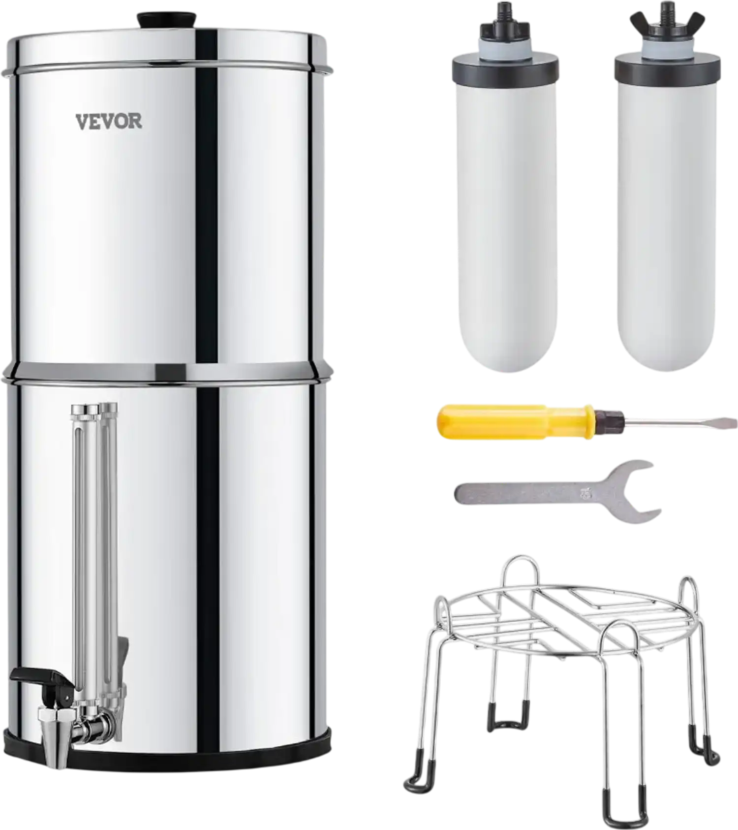 Vevor Water Filter System Gravity-Fed Countertop 2.25G Stainless Steel New
