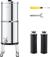 VEVOR Gravity-fed Water Filter System, 2.25G 304 Stainless-Steel Countertop Water Filtration System, Reduces Lead and up to 99% of Chlorine, with 2 Carbon Filters/Spigot/Stand, for Home Camping RV