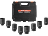 VEVOR Axle Nut Impact Socket Set, 1/2" Drive Deep 12-Point 8-Piece Metric Spindle Nut Socket Set, CR-MO Heat Treated Large Socket Set with Storage Case, Auto Repair, Removing or Installing Axle Nuts