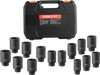 VEVOR Axle Nut Impact Socket Set, 1/2" Drive Deep 6+12-Point 14-Piece Metric Spindle Nut Socket Set, CR-V Heat Treated Large Socket Set with Storage Case, Auto Repair, Removing or Installing Axle Nuts