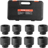 VEVOR Axle Nut Impact Socket Set, 3/4" Drive 6-Point 8-Piece SAE Spindle Nut Socket Set, CR-MO Heat Treated Large Socket Set with Storage Case, for Auto Repair, Removing or Installing Axle Nuts