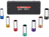 VEVOR Lug Nut Impact Socket Set, 1/2 inch Drive Metric 6-Point Deep Socket Set, 7 Total Lug Nut Sizes 17/19/21/22/23/24/27mm, CR-MO Steel Wheel Socket Set with Storage Case, for Auto Repair