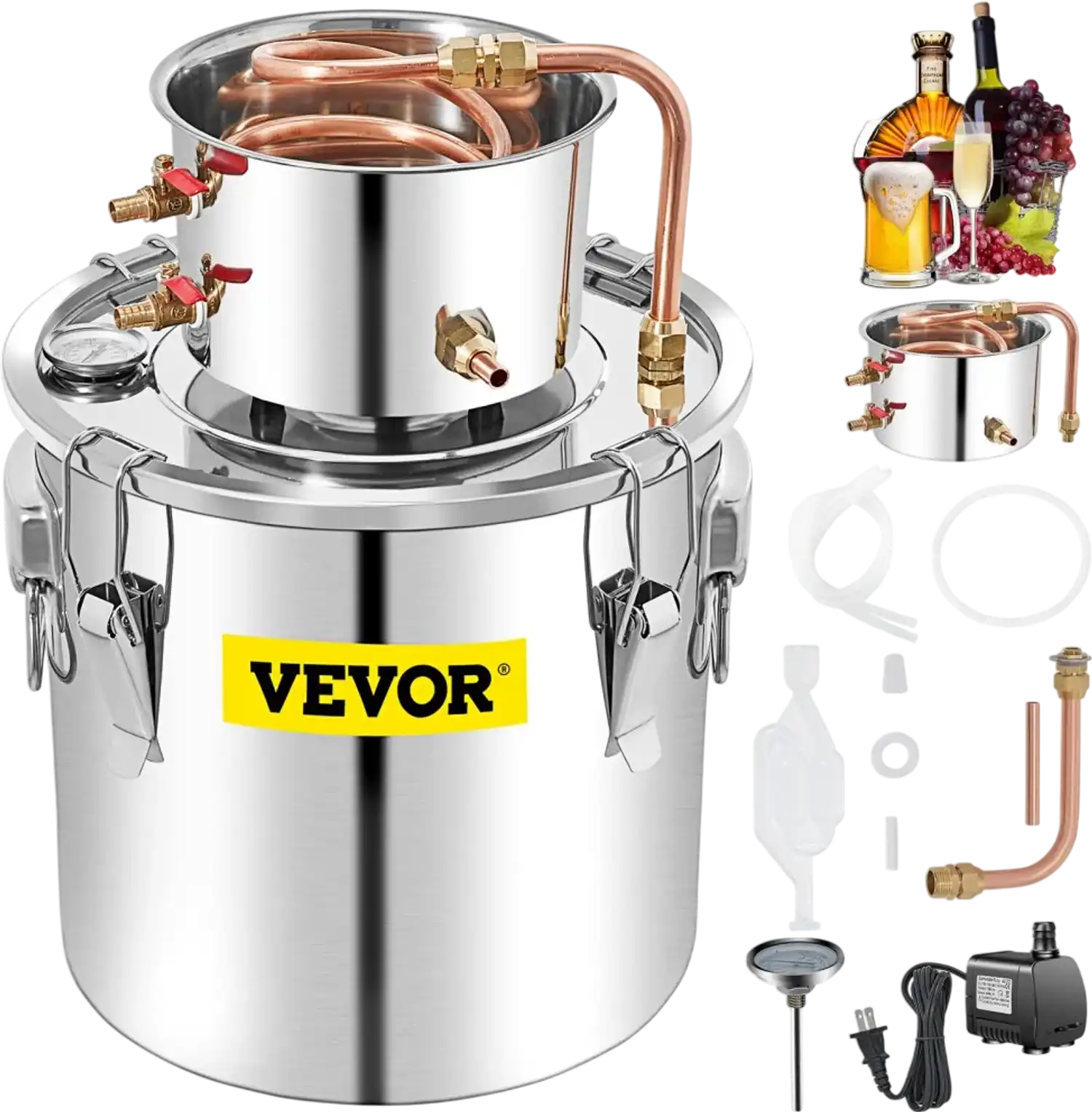 Vevor Alcohol Still 13.2 Gal Water Distiller Brewing Kit New