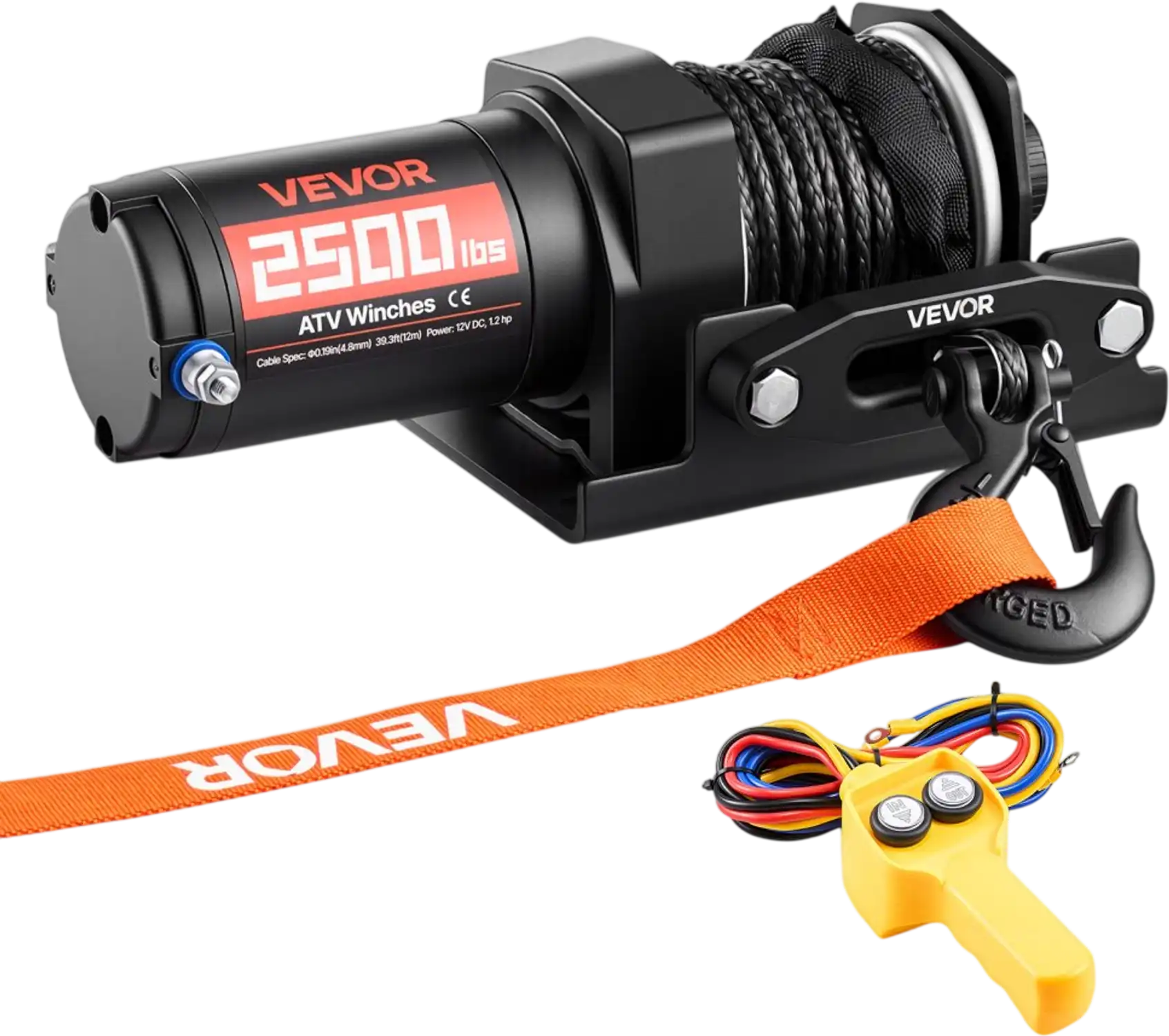 Vevor Electric Winch 2500 lbs 12V ATV/UTV with Synthetic Rope & Wired Remote New