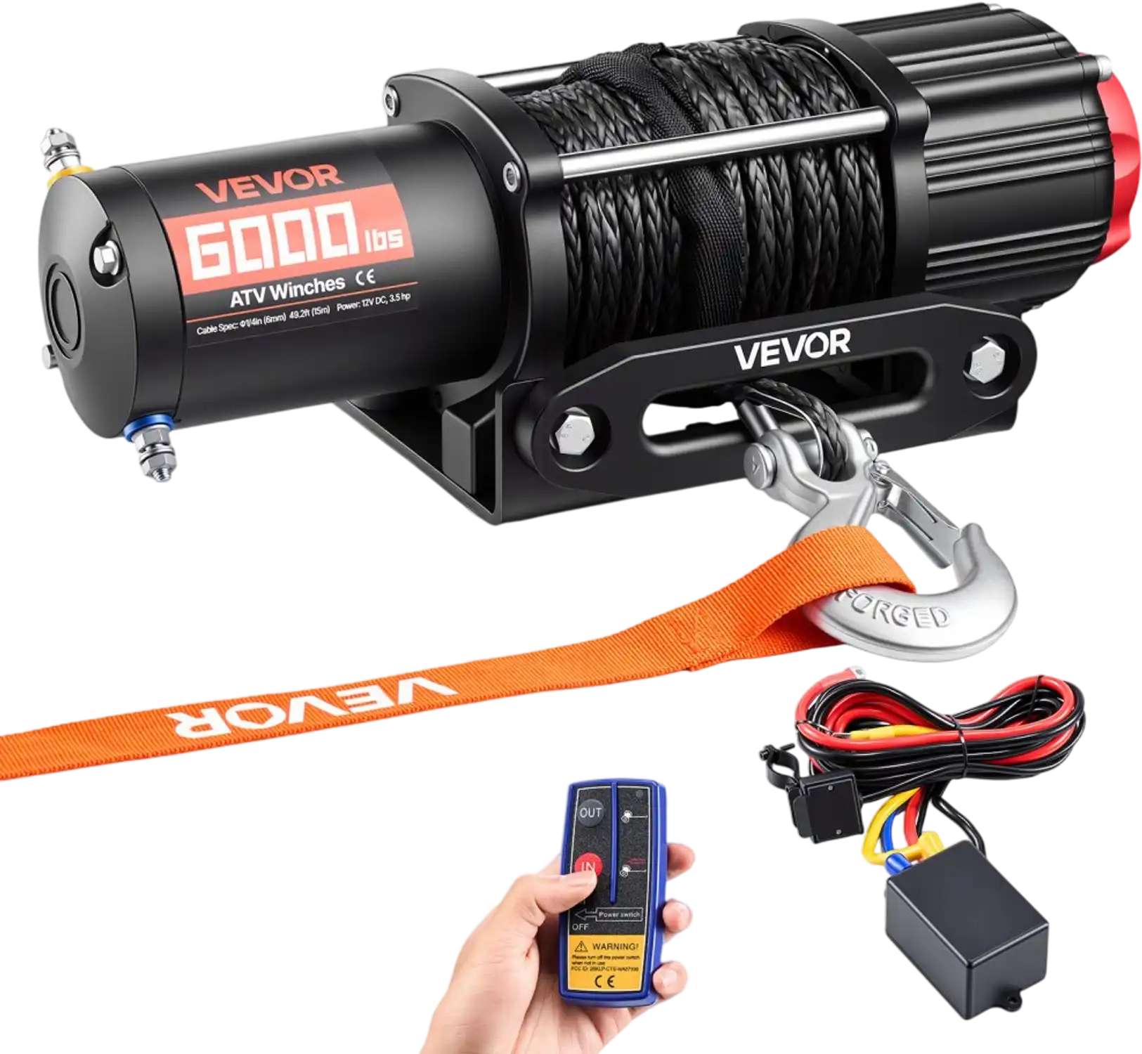 Vevor Electric Winch 6000 lbs 12V ATV UTV Synthetic Rope Remote Control New