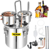 VEVOR Alcohol Still, 13.2Gal / 50L Stainless Steel Water Alcohol Distiller Copper Tube Home Brewing Kit Build-in Thermometer for DIY Whisky Wine Brandy, Silver