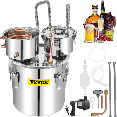 Vevor Alcohol Distiller 13.2 Gal 50 L Stainless Steel Water Distiller with Thumper Keg Pump New
