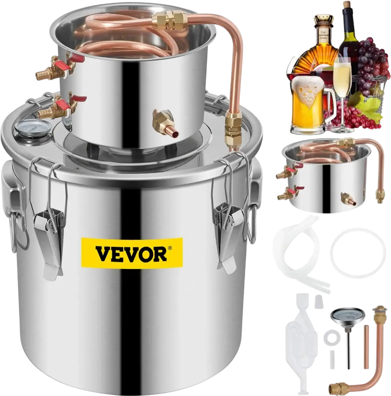 Vevor Alcohol Distiller 3 Gal/12 L Stainless Steel Home Brewing Kit New