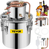 VEVOR Alcohol Still 3Gal/12L Stainless Steel Alcohol Distiller Copper Tube Home Brewing Kit Build-in Thermometer for DIY Whisky Wine Brandy, Silver