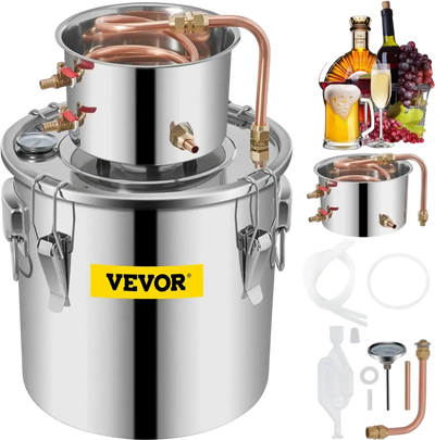 Vevor Alcohol Distiller 3 Gal/12 L Stainless Steel Home Brewing Kit New
