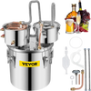 VEVOR Alcohol Still, 5 Gallon, Stainless Steel Alcohol Distiller with Copper Tube & Build-in Thermometer & Water Pump, Double Thumper Keg Home Brewing Kit, for DIY Whiskey Wine Brandy