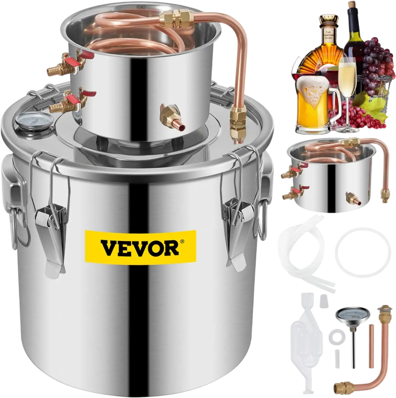 Vevor Alcohol Distiller 8 Gal 30 L Stainless Steel Water Moonshine Still Brewing Kit New