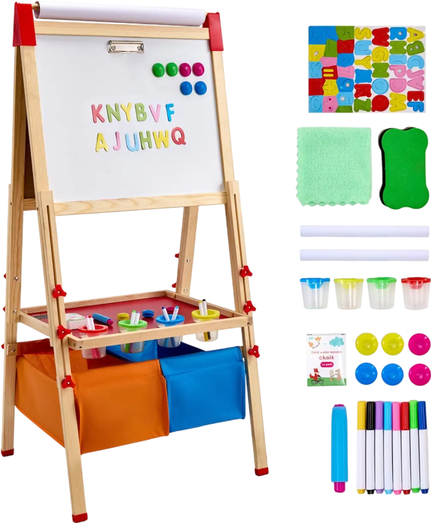 Vevor Standing Easel 3-in-1 Kids Art Easel with Magnetic Whiteboard, Chalkboard & Paper Roll New