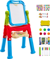 VEVOR Art Easel for Kids, 2-in-1 Double-Sided Kid's Art Easel with Magnetic Whiteboard & Chalkboard, Adjustable Standing Rotatable Removable Drawing Board with Painting Accessories for Boys and Girls