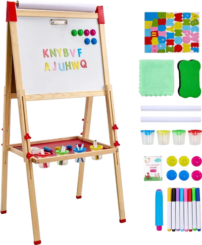 Vevor Standing Easel 3-in-1 Kids Art Easel with Magnetic Whiteboard, Chalkboard & Paper Roll New