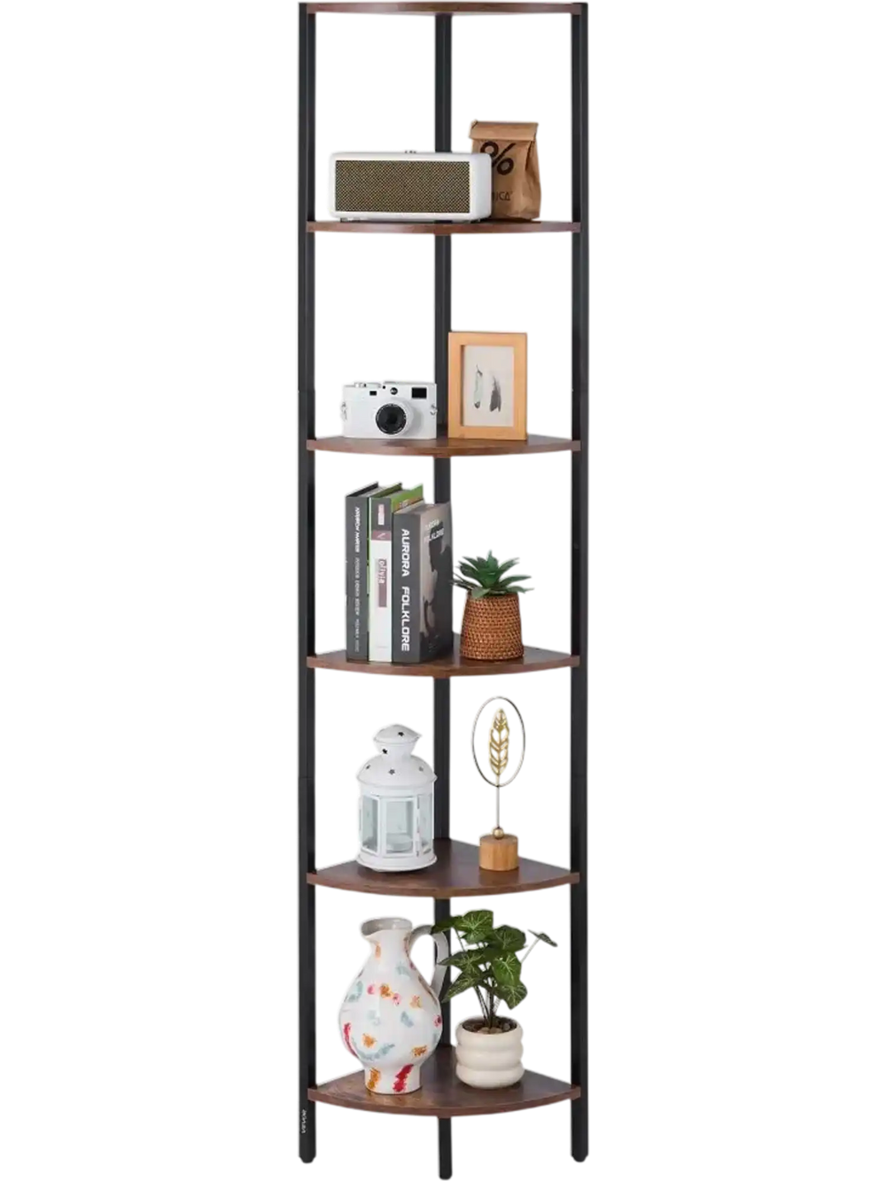 VEVOR 6 Tier Corner Shelf with LED Light, 68" Tall Corner Bookshelf with Storage Shelves for Collectibles, Display Shelf with Multi-color Lights Controlled Via RC/APP for Bedroom, Living Room, Office