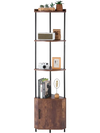 VEVOR 5 Tier Corner Shelf with LED Light, 65.4" Tall Corner Bookshelf with Storage Cabinet, Display Shelf with Multi-color Lights Controlled Via RC/APP for Bedroom, Living Room, Office