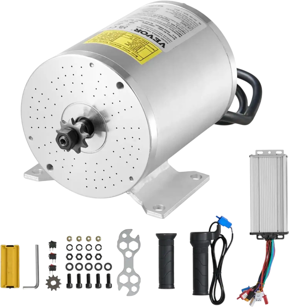 VEVOR 1800W Electric Brushless DC Motor Kit - 48V 4500rpm Motor with Upgraded Speed Controller and Throttle Grip Kit for Go Karts E-Bike Motorcycle Scooter DIY