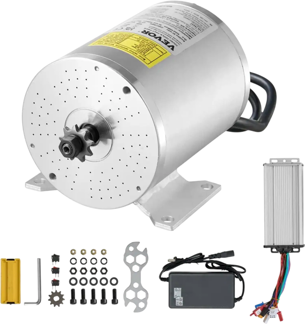 VEVOR 1800W Electric Brushless DC Motor Kit - 48V 4500rpm Motor with Upgraded Speed Controller for Go Karts E-Bike Motorcycle Scooter