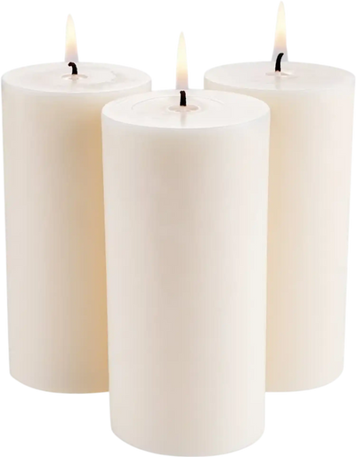 Vevor Pillar Candles 3-Pack White Unscented 3