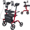 VEVOR Rollator Walker with Seat for Seniors, Foldable Rolling Walker, Lightweight Aluminum Mobility Walking Aid with PVC Solid Wheels, Adjustable Handle, Storage Bag, Cup/Cane Holder - Supports 300LBS