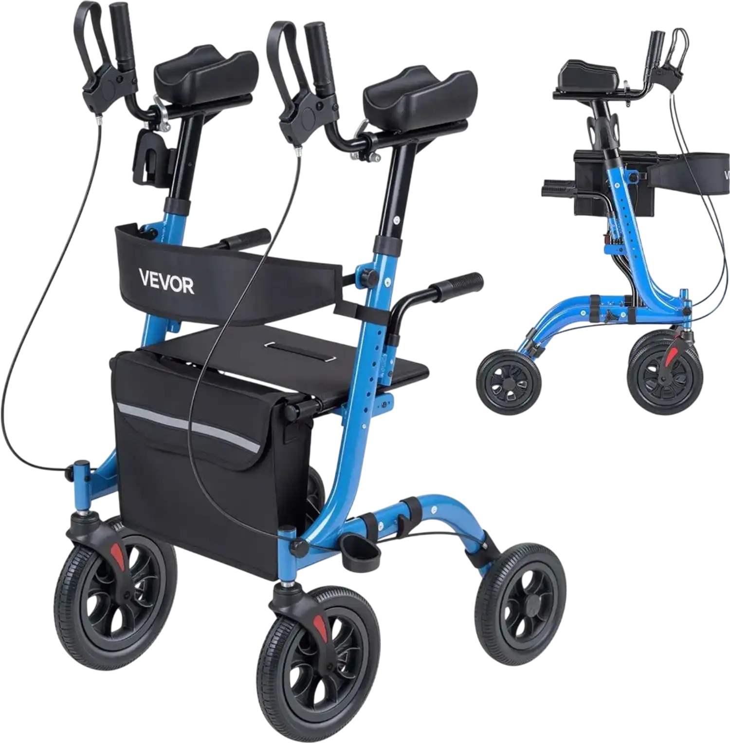 Vevor Rollator Walker Foldable Upright Mobility Walking Aid with Seat New