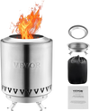 VEVOR Tabletop Fire Pit,6 inch Stainless Steel Tabletop Fireplace Indoor Outdoor,Portable Rubbing Alcohol Burner Smores Maker,Wood Burning or Pellet Fueled for Camping,Patio,Cylinder Silver 1.96 lbs