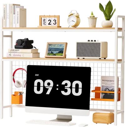 Vevor Desktop Bookshelf 3-Tier Countertop Storage Hutch White New