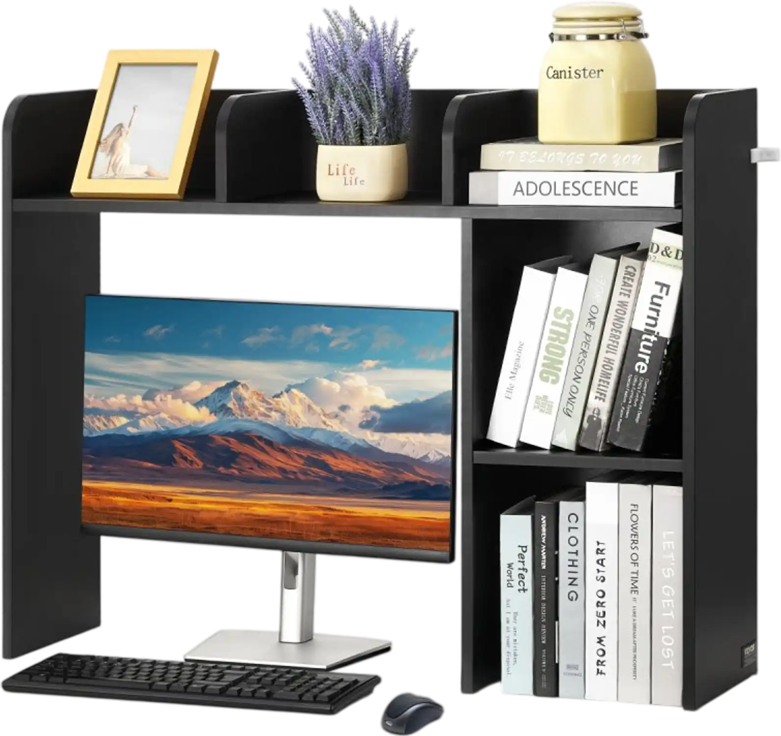 Vevor Desktop Bookshelf 2-Tier Storage Organizer Black 37.2
