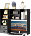 VEVOR Desktop Bookshelf, 3-Tier Desktop Storage Organizer, 37" x 10" x 31.1" Office Storage Rack Wood Display Shelf, Desktop Bookshelf Hutch with Two Fabric Drawers, for Office, Home & Dorm, Black