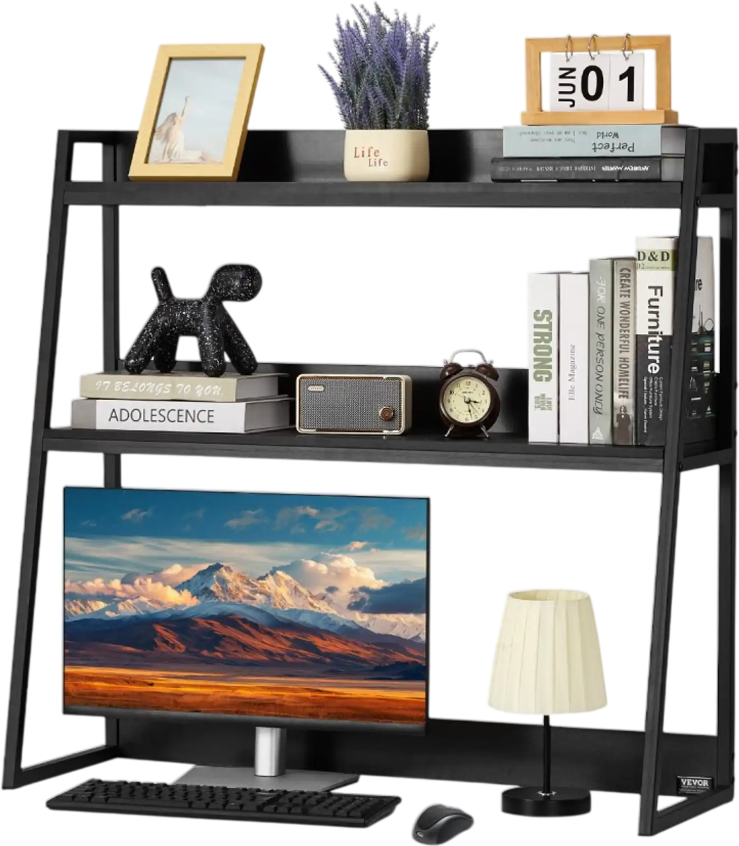 Vevor Bookshelf 2-Tier Desktop Storage Organizer 37.4