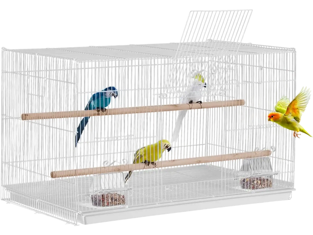 VEVOR 30-inch Flight Bird Cage, Stackable Bird Cage for Small Parrots Canaries Cockatiels Lovebirds Finches Budgies Conures Macaws Pet Travel Birdcage with Handle and Perches