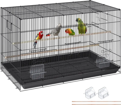 VEVOR 30 inch Bird Cage, Metal Large Parakeet Cages for Cockatiels Small Parrot Budgies Lovebirds Canaries, Pet Bird Cage with Rolling Stand and Tray