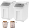 VEVOR Ingredient Storage Bin, 2 x 15L Dispenser Bin with 2 Measuring Cups, Attachable Casters and Airtight Lid, 2 Pcs/Set Dog Pet Food Storage Container, PP Material Kitchen Rice Cereal Flour Bin
