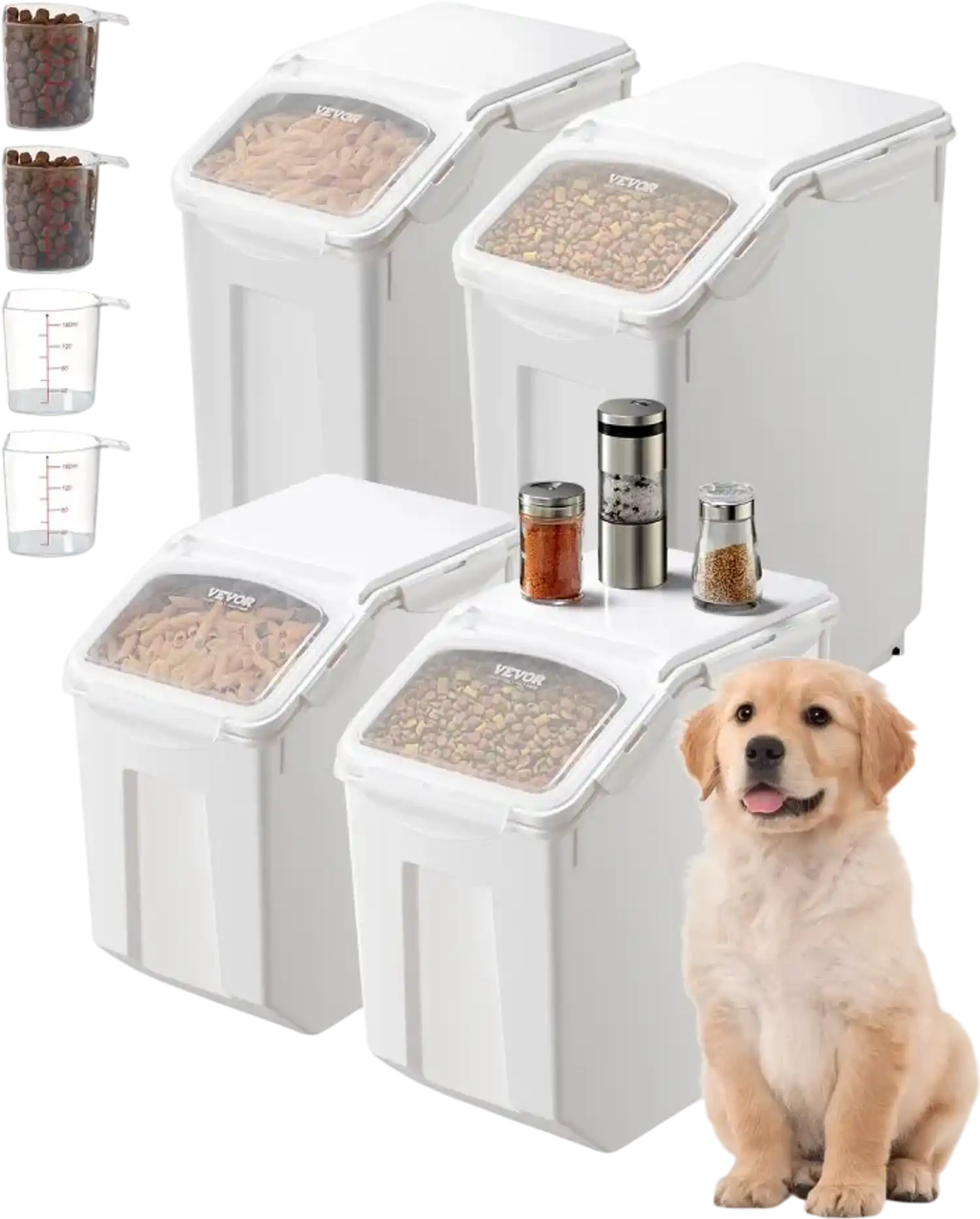 Vevor Ingredient Bin Airtight 4-Pack Rice and Dog Food Storage Containers New