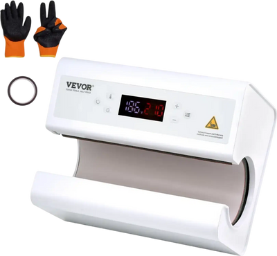 VEVOR Auto Tumbler Heat Press Machine, Mug Heat Press for 11-30oz Sublimation Tumblers, Heat Up Fast and Even, Tumbler Press with Tape and Glove, Temp and Time Setting, for Tumblers, Cups, Mugs, White