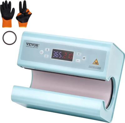 VEVOR Auto Tumbler Heat Press Machine, Mug Heat Press for 11-30oz Sublimation Tumblers, Heat Up Fast and Even, Tumbler Press with Tape and Glove, Temp and Time Setting, for Tumblers, Cups, Mugs, Blue