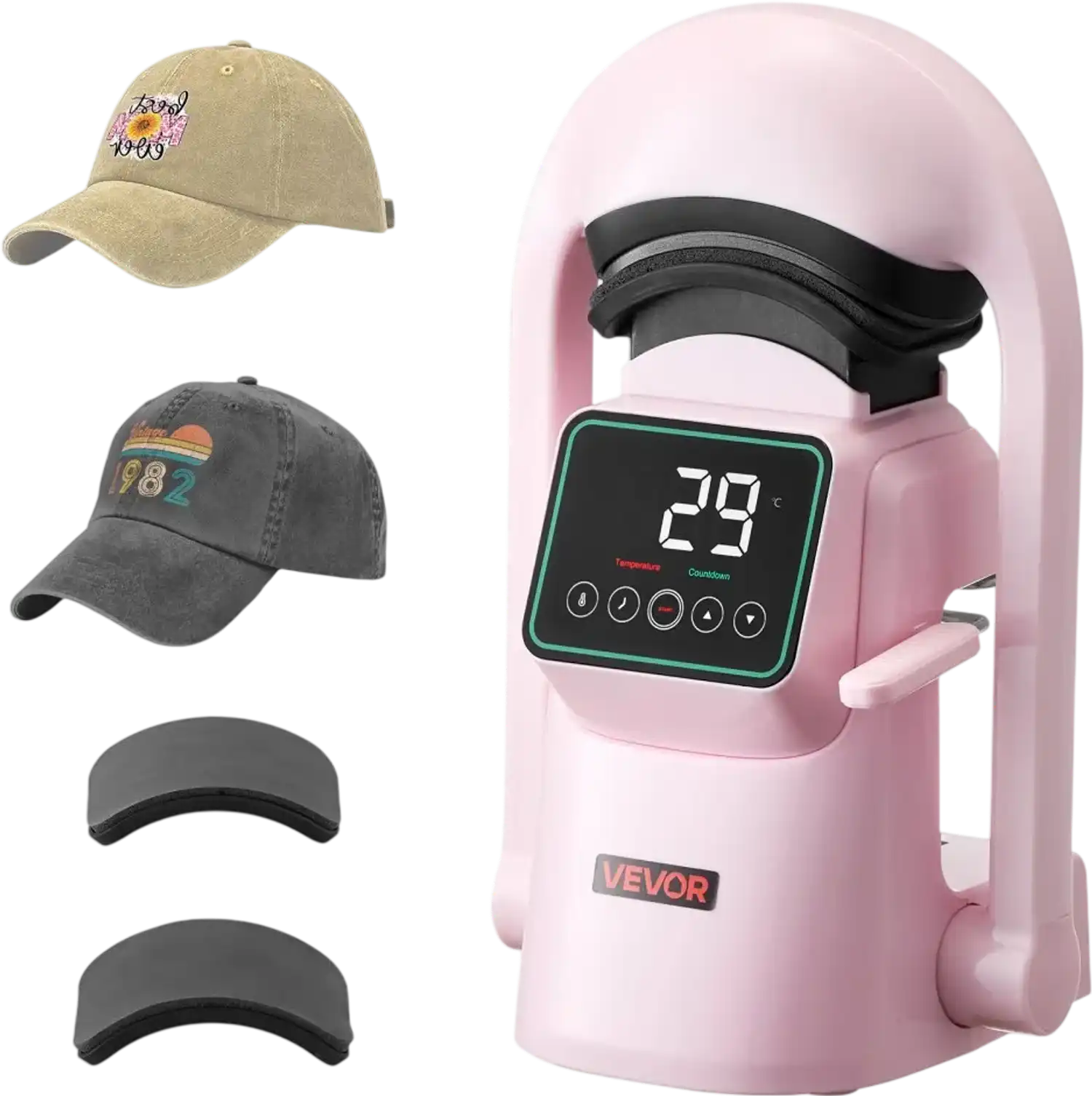 Vevor Hat Press Automatic Heat Press Machine with 2 Interchangeable Platens Pink New