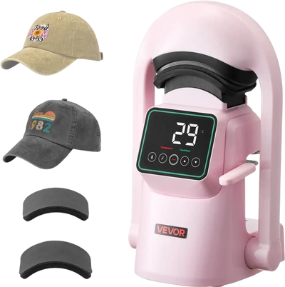 Vevor Hat Press Automatic Heat Press Machine with 2 Interchangeable Platens Pink New