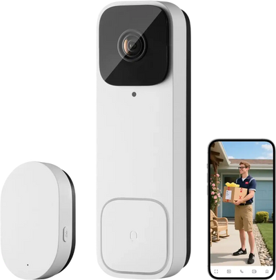VEVOR Video Doorbell, 2K Wireless Camera Ring Doorbell Works with 170° Ultra-Wide View, 2-Way Audio, Motion Detection & Night Vision, Supports Alexei & Google, Cloud Storage, Battery/Wired Powered