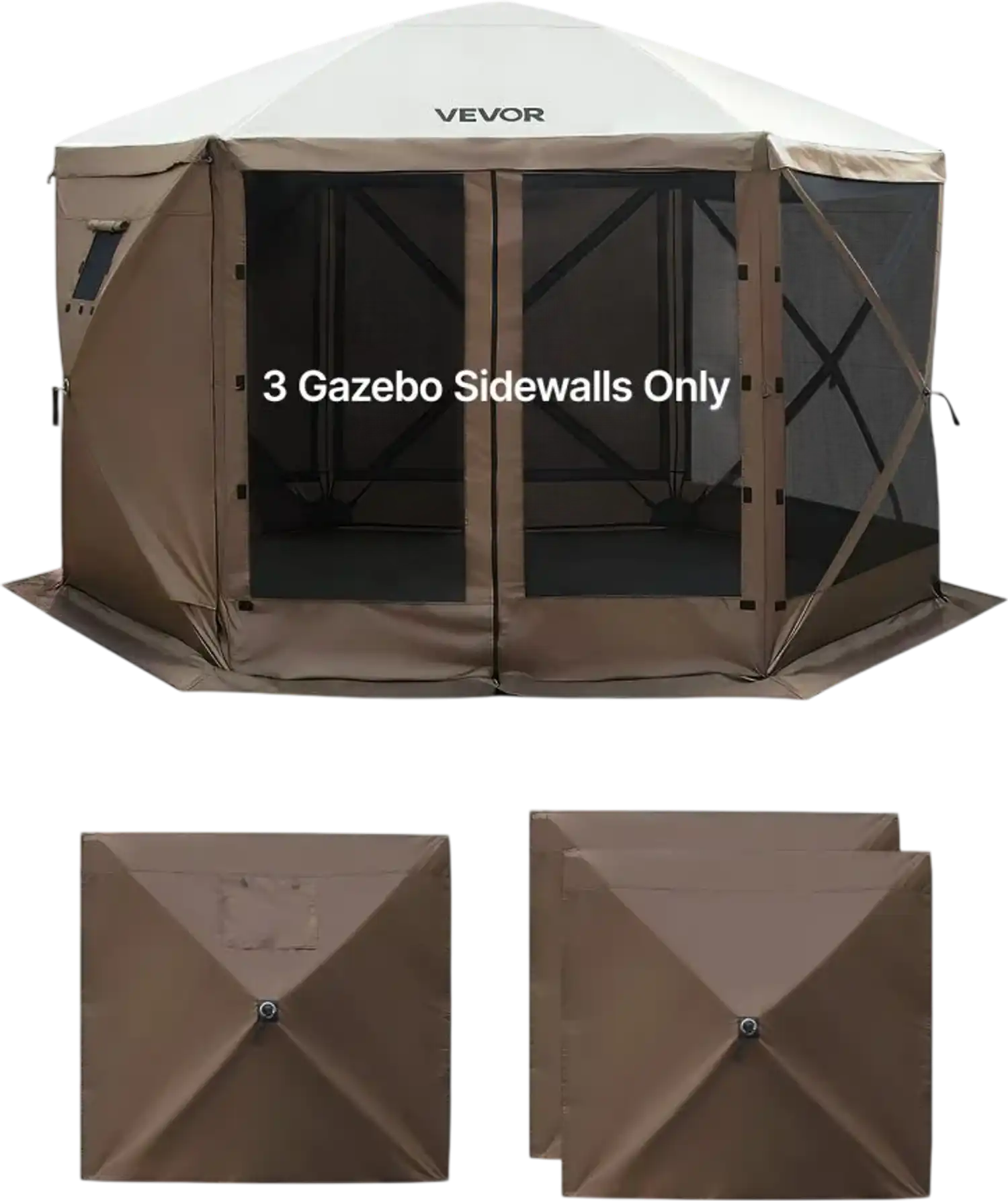 Vevor Canopy Sidewalls 5.67 x 4.85' Brown 3-Panel Set New